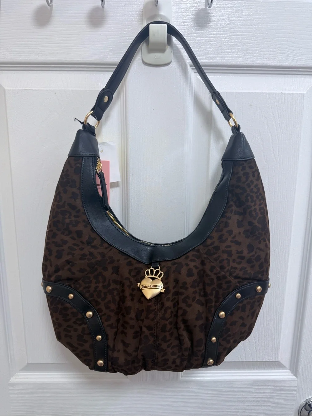 NWT Juicy Couture Retro Glam Leopard-Print Hobo/Coho in Chocolate